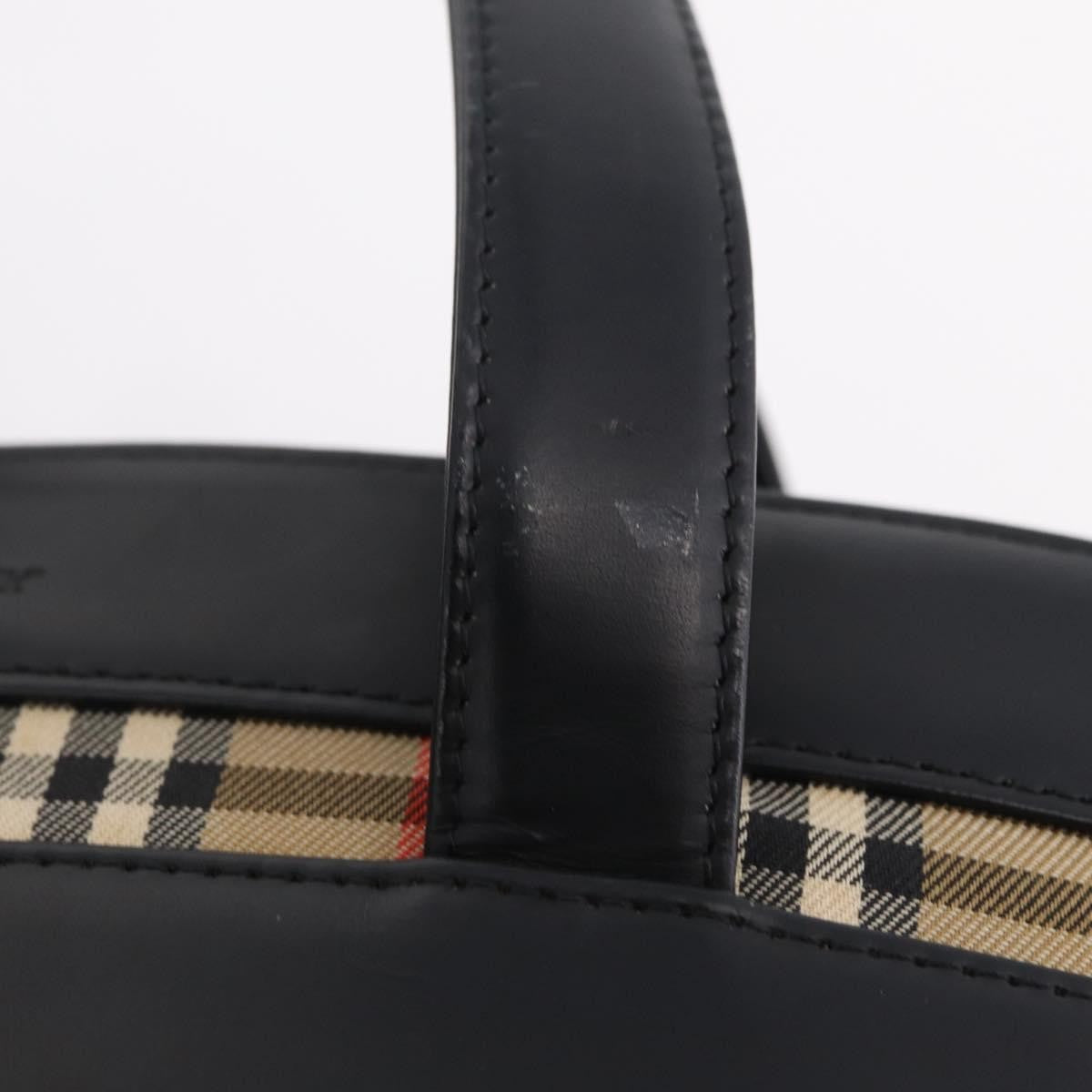 Burberry Nova Check Canvas and Leather, Black, Leather, Handbag