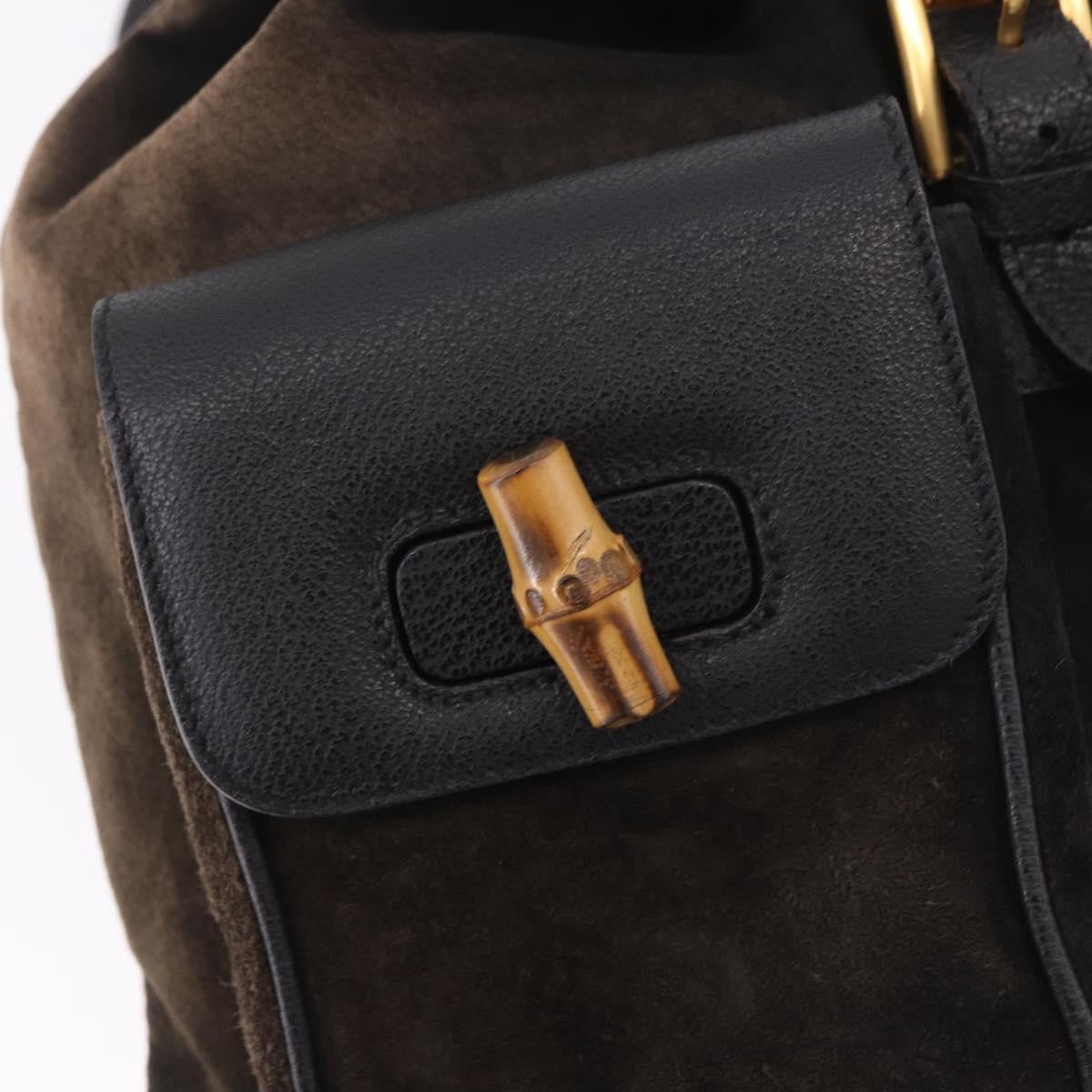 Gucci Vintage Bamboo Suede, Brown, Suede, Backpack