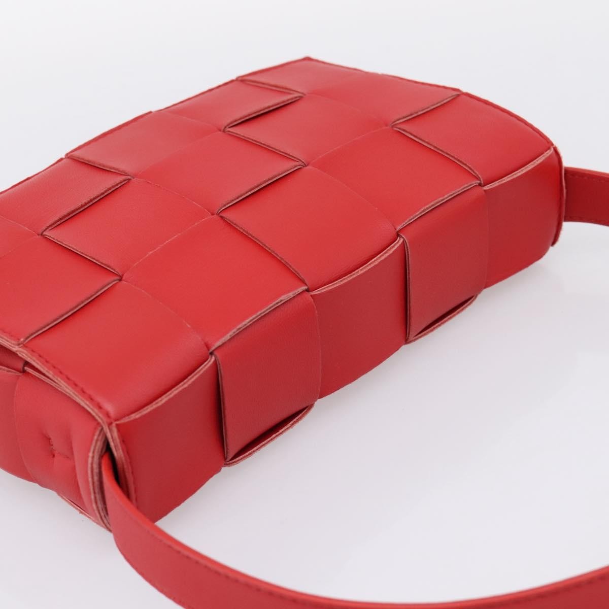 Bottega Veneta Cassette Maxi Intrecciato Leather, Red, Leather, Crossbody Bag