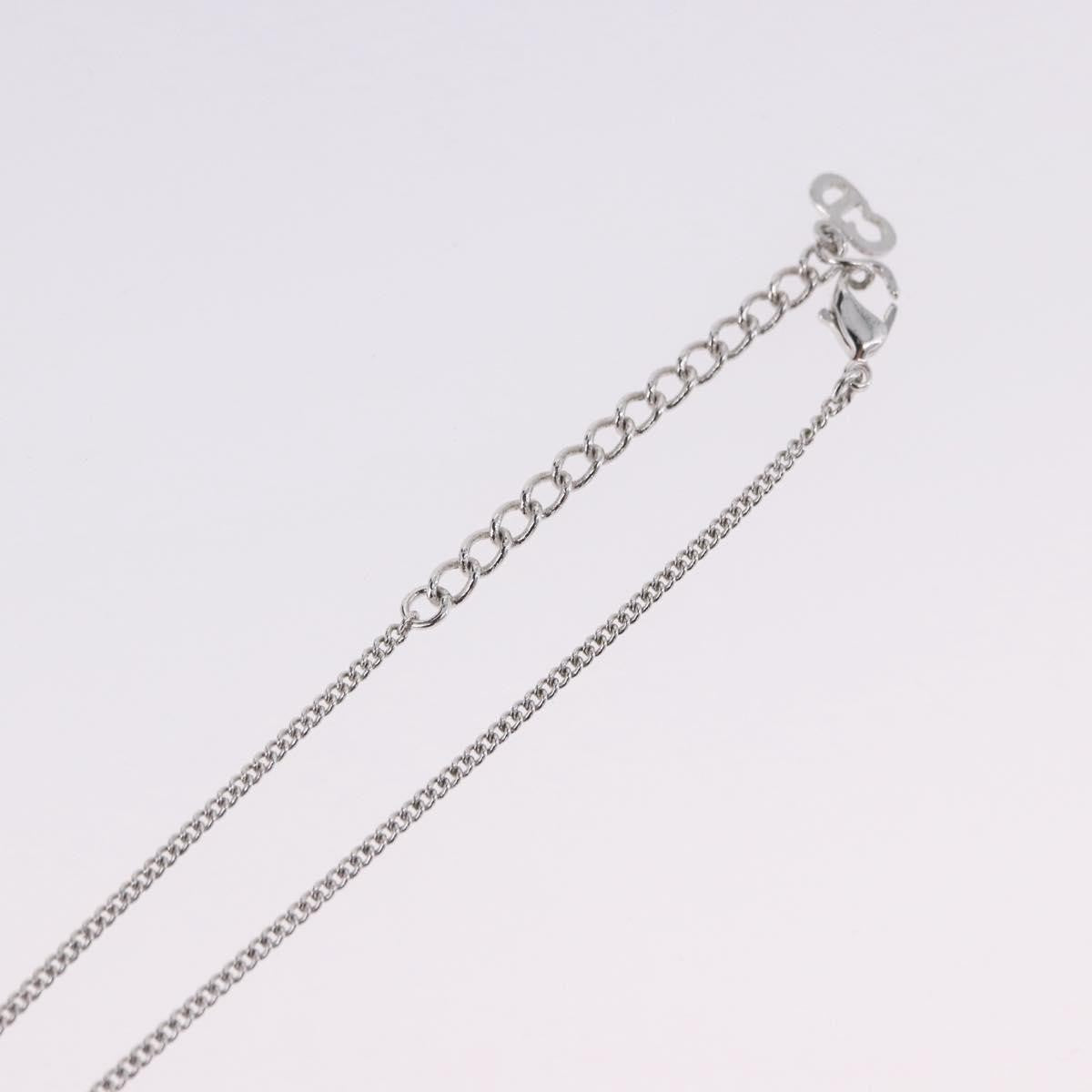 Christian Dior Vintage Dior Logo Metal and Crystal, Silver, Metal, Necklace