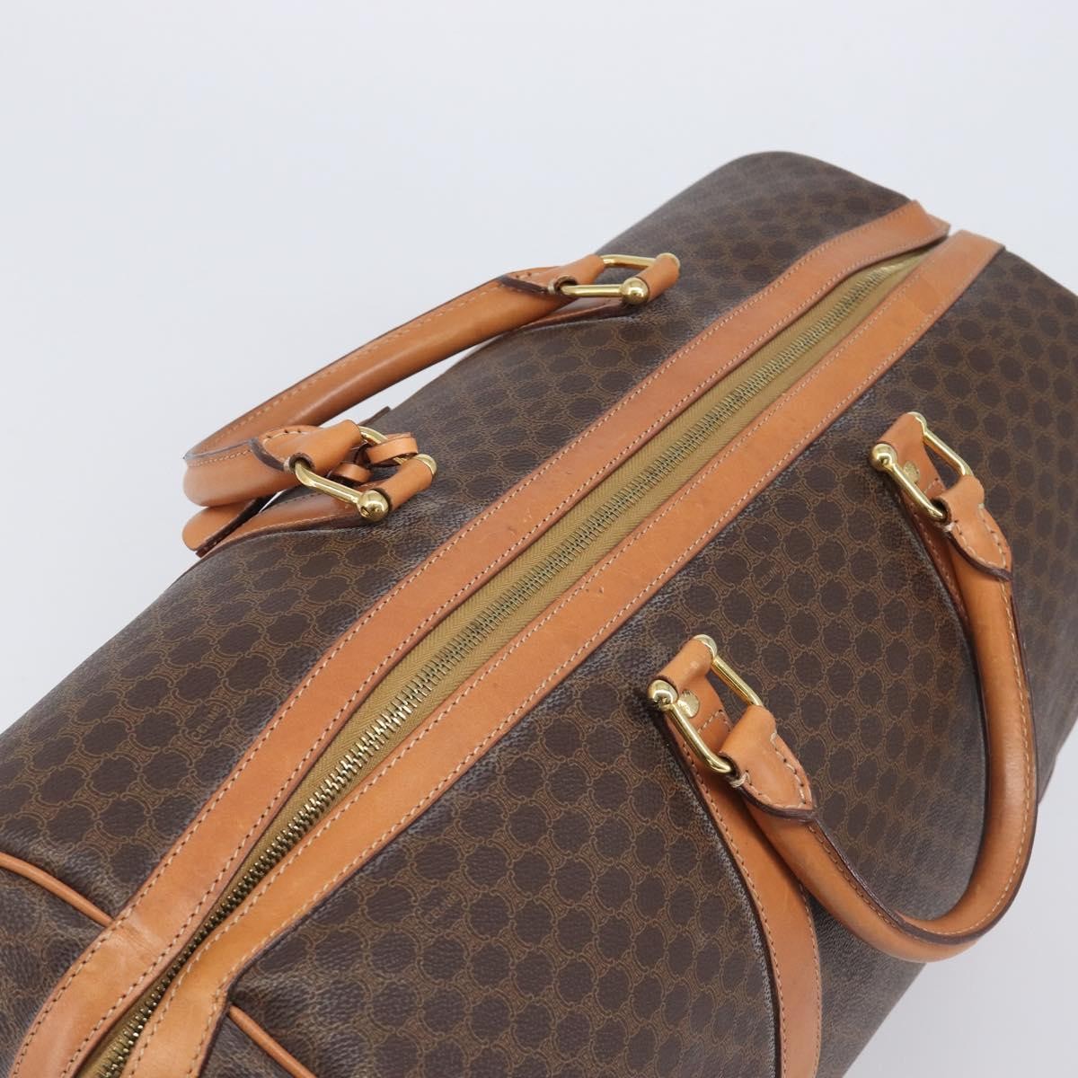 Celine Vintage Duffle Macadam Coated Canvas, Brown, Canvas, Handbag