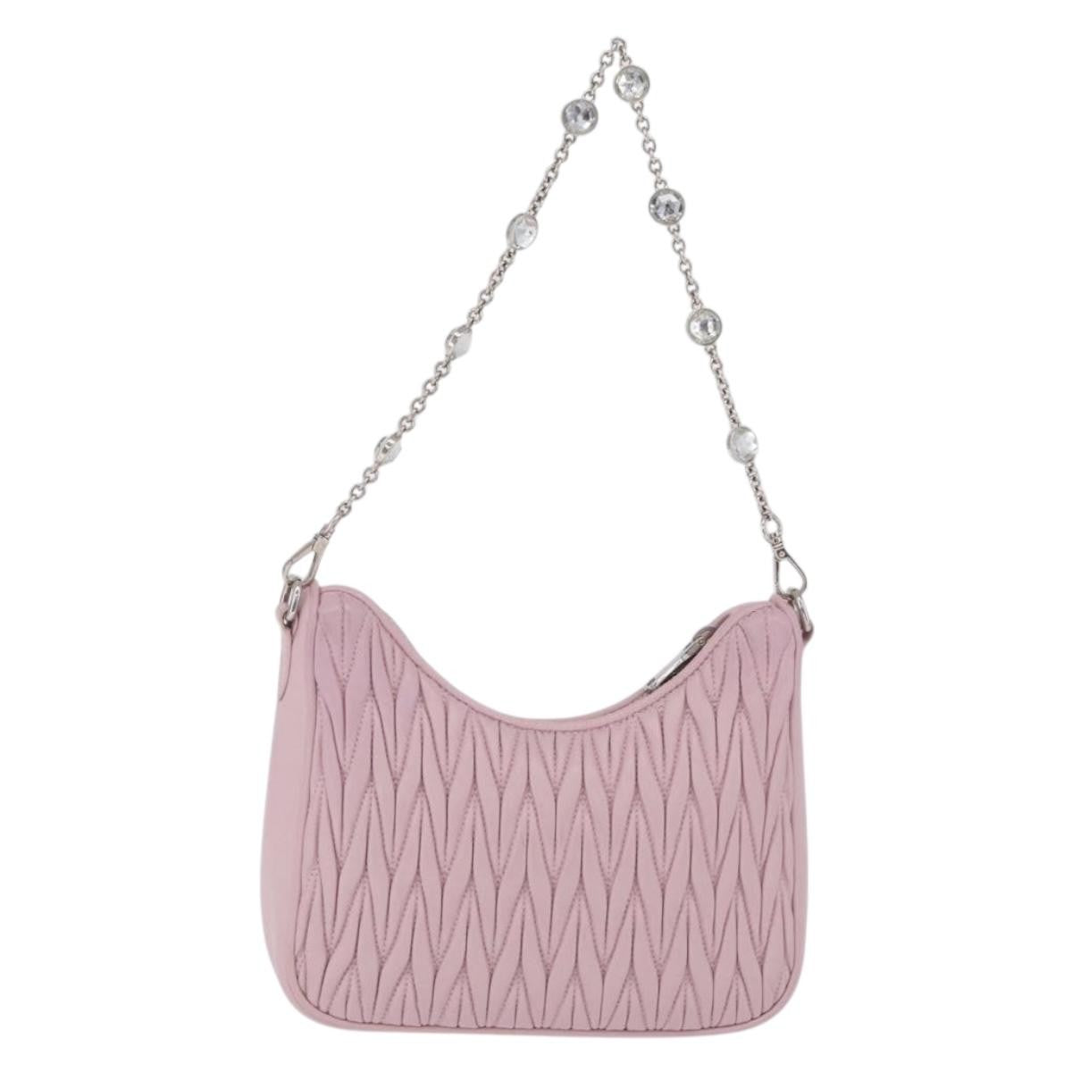 Miu Miu Shoulder Matelasse Leather, Pink, Leather, Shoulder Bag