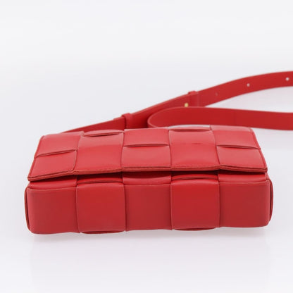 Bottega Veneta Cassette Maxi Intrecciato Leather, Red, Leather, Crossbody Bag