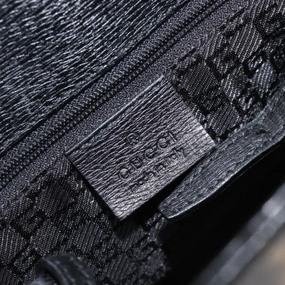 Gucci Vintage G logo Canvas, Black, Leather, Shoulder Bag