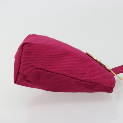 Celine Circle Logo Pouch Nylon, Pink, Nylon, Clutch
