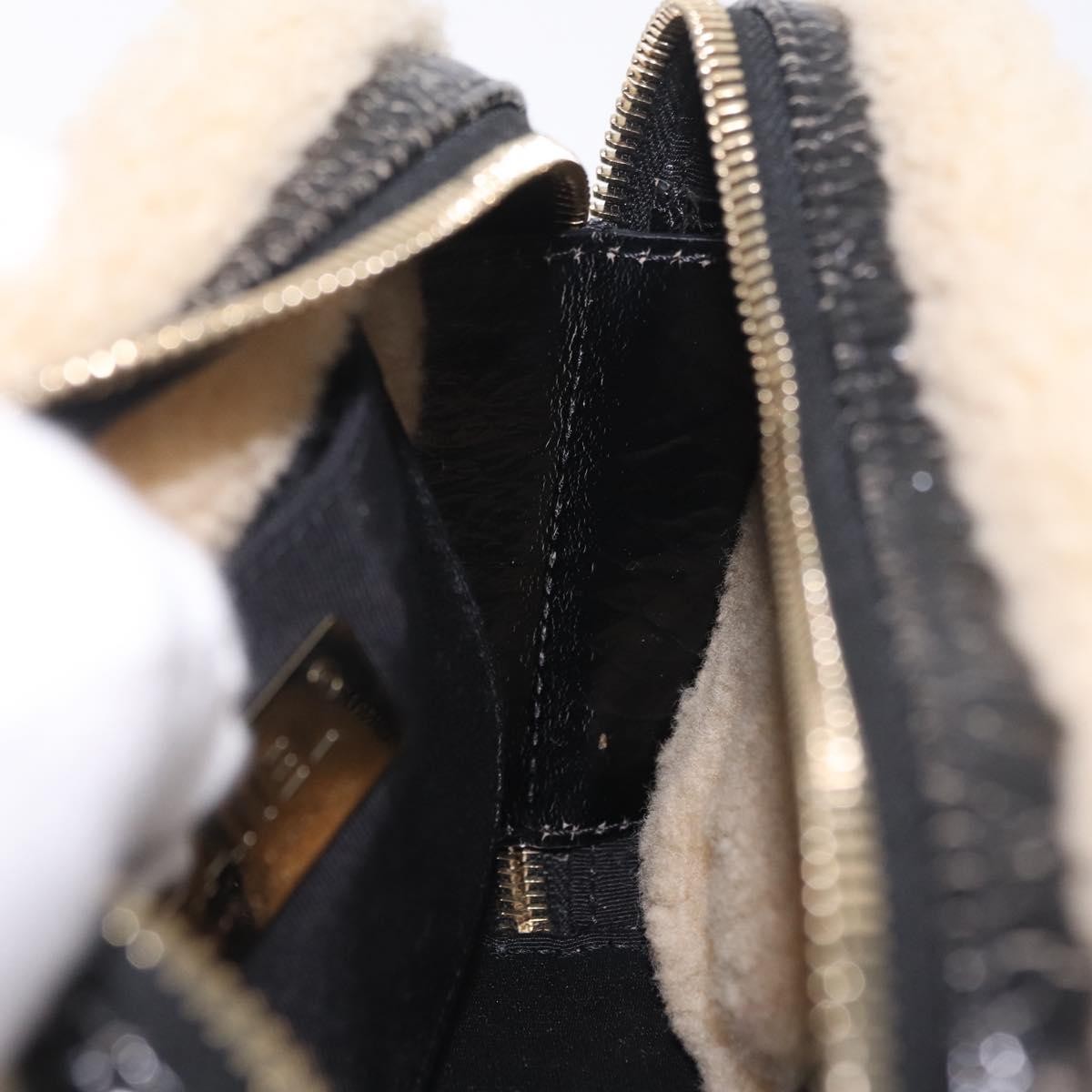 Chanel CC Mania Waist Shearling and Shiny Crumpled Sheepskin, Black, Textile, Handbag