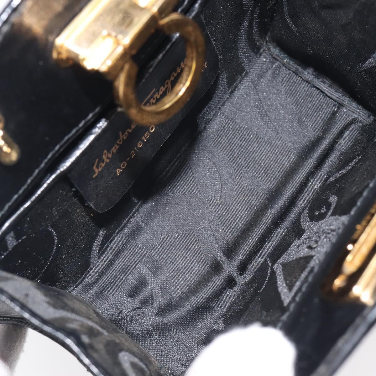 Salvatore Ferragamo Vintage Gancini Chain Patent Leather, Black, Patent Leather, Shoulder Bag