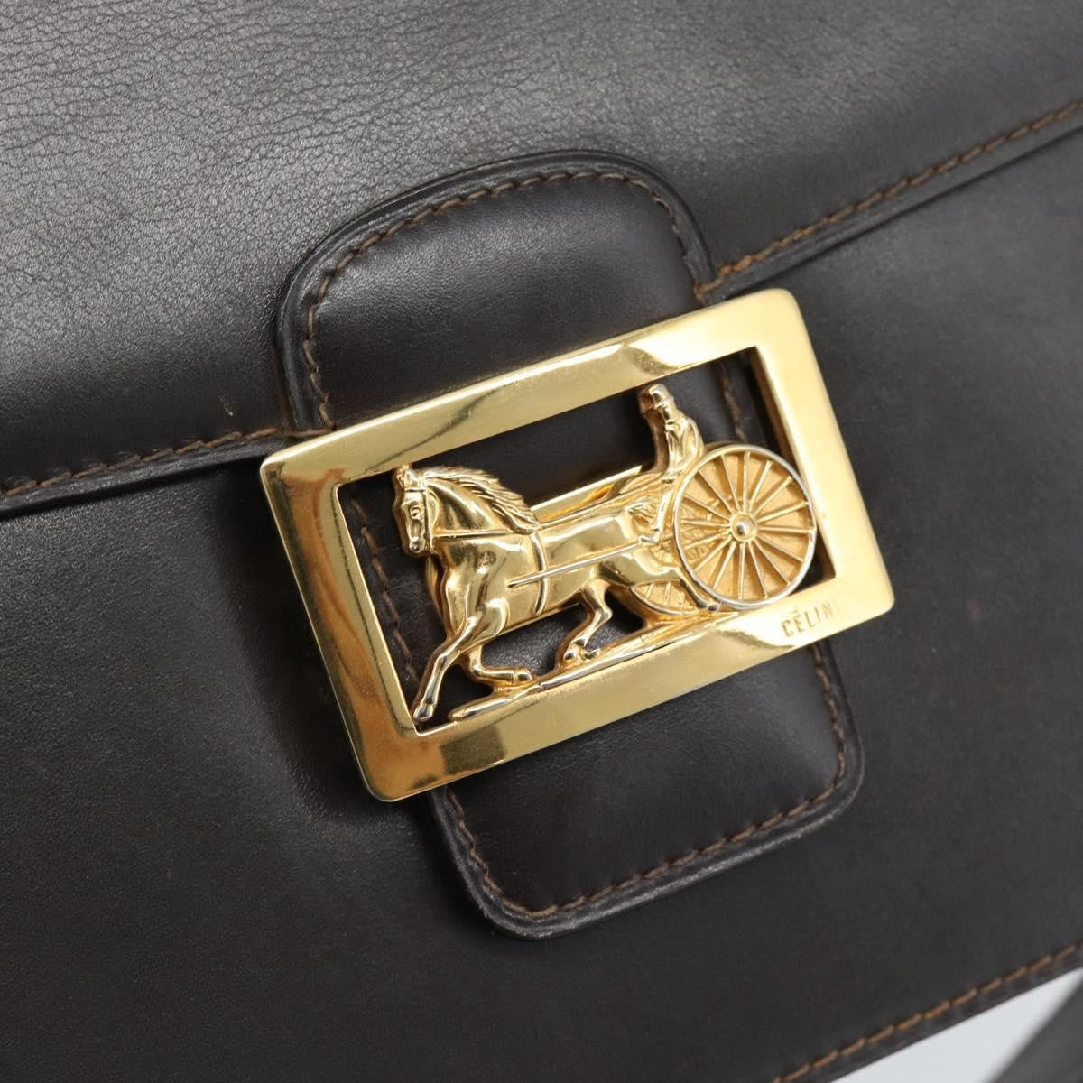 Celine Horse Carriage Leather, Brown, Leather, Shoulder Bag