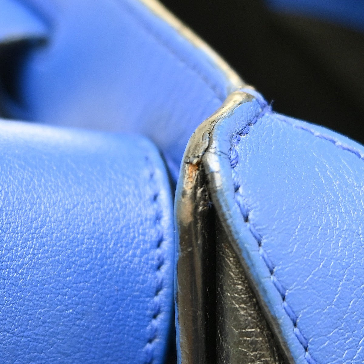 Loewe Hammock Leather, Blue, Leather, Handbag