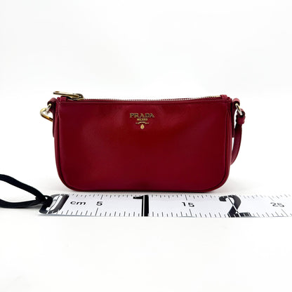 Prada Zip Saffiano Leather, Red, Leather, Shoulder Bag