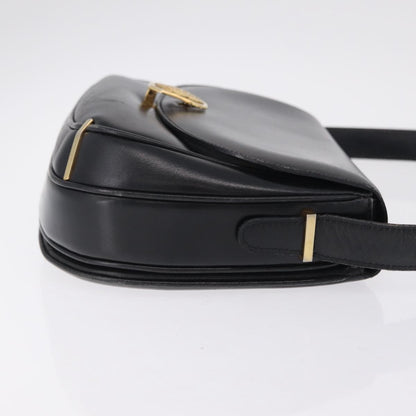 Celine Shoulder Leather, Black, Leather, Shoulder Bag