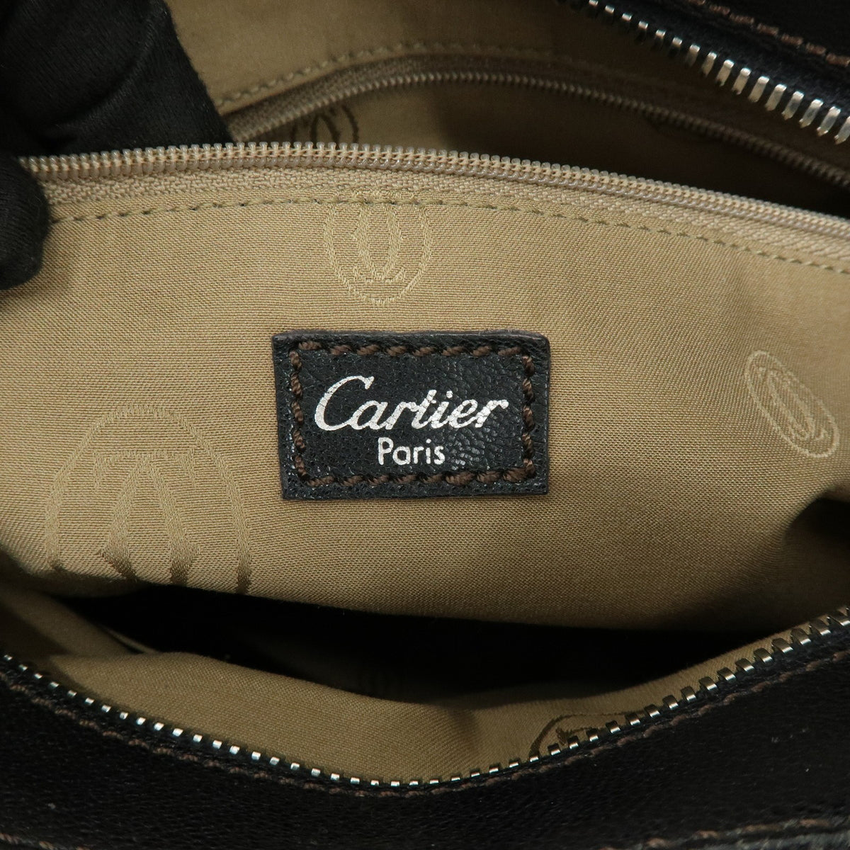 Cartier Marcello Leather, Black, Leather, Handbag