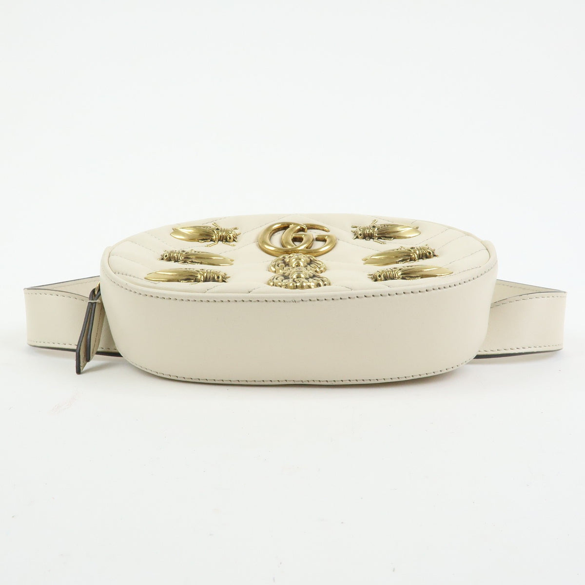 Gucci GG Marmont Belt Embellished Matelasse Leather, Beige, Leather, Handbag