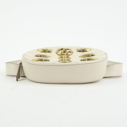 Gucci GG Marmont Belt Embellished Matelasse Leather, Beige, Leather, Handbag