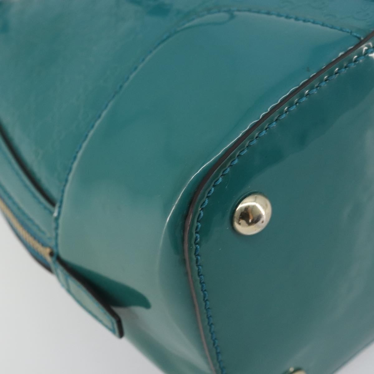 Gucci Nice Top Handle Microguccissima Patent, Turquoise, Patent Leather, Handbag