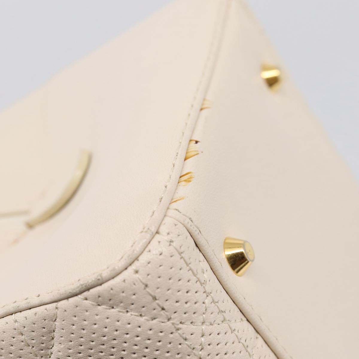 Christian Dior Vintage Leather, White, Leather, Tote Bag