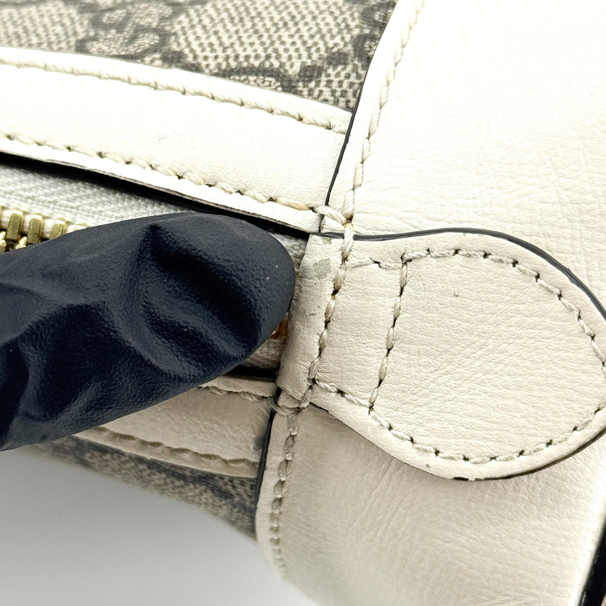 Gucci Horsebit 1955 Top Handle GG Canvas with Leather, White, Canvas, Handbag
