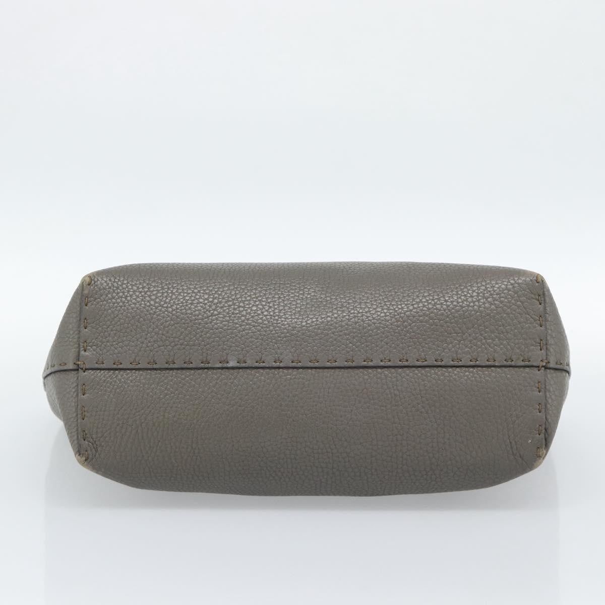 Fendi Selleria Carla Leather, Gray, Leather, Tote Bag