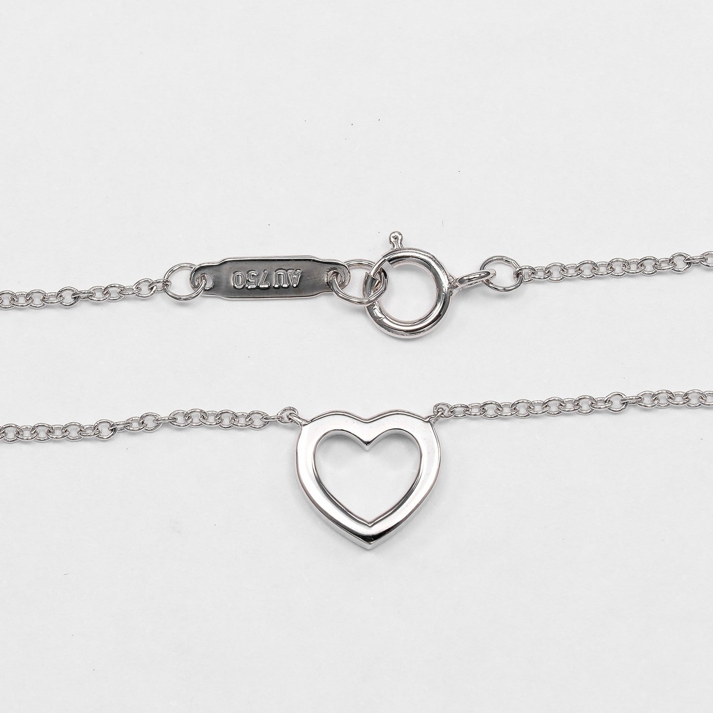 Tiffany & Co. Metro Heart Pendant 18K White Gold and Diamonds, Silver, White Gold, Necklace