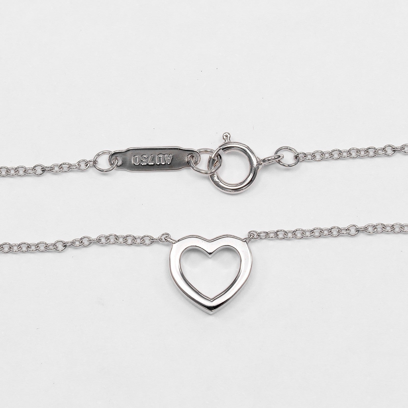 Tiffany & Co. Metro Heart Pendant 18K White Gold and Diamonds, Silver, White Gold, Necklace