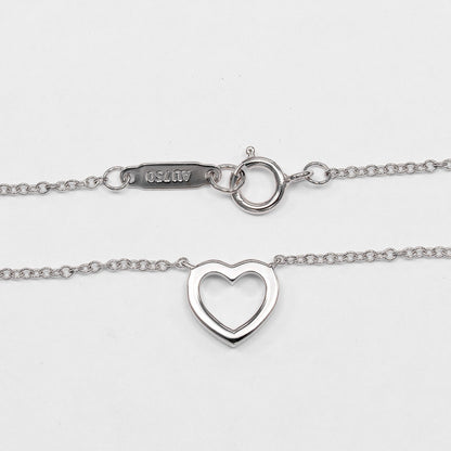 Tiffany & Co. Metro Heart Pendant 18K White Gold and Diamonds, Silver, White Gold, Necklace