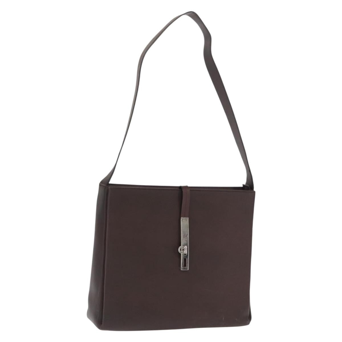 Salvatore Ferragamo Gancini Leather, Brown, Leather, Shoulder Bag