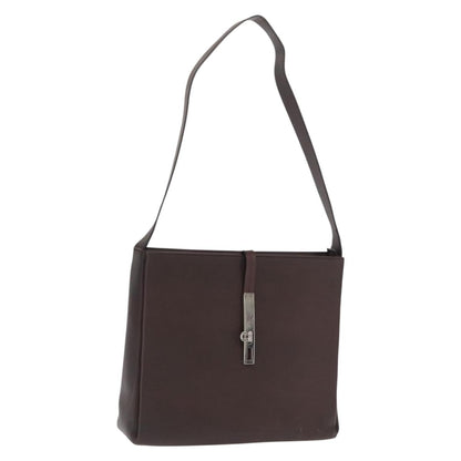 Salvatore Ferragamo Gancini Leather, Brown, Leather, Shoulder Bag