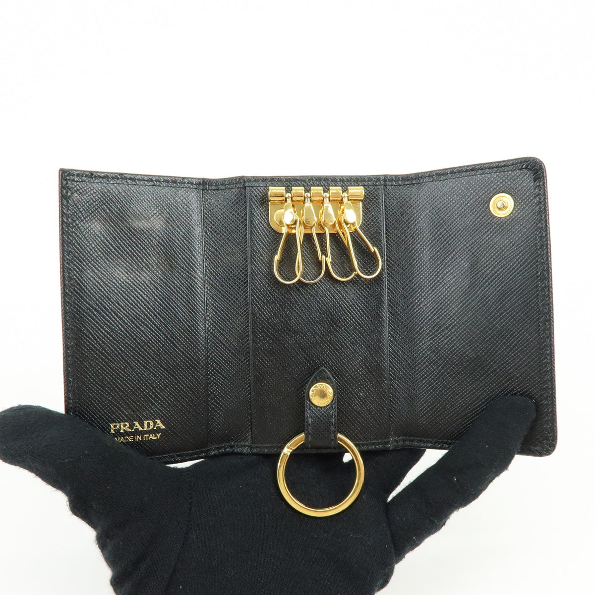 Prada Flap Saffiano Leather, Black, Leather, Wallet