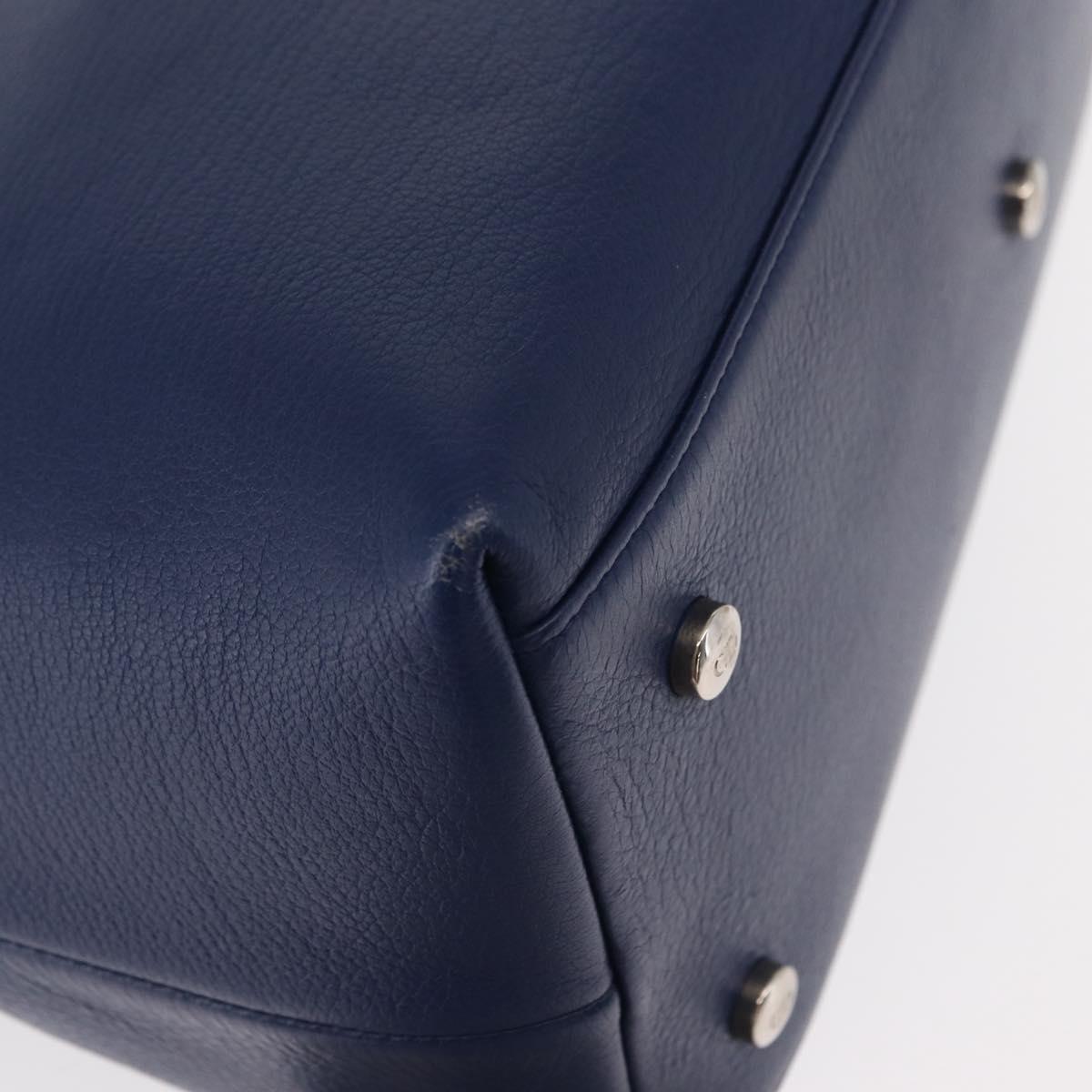 Christian Dior Granville Satchel Leather, BLUE, LEATHER, Handbag