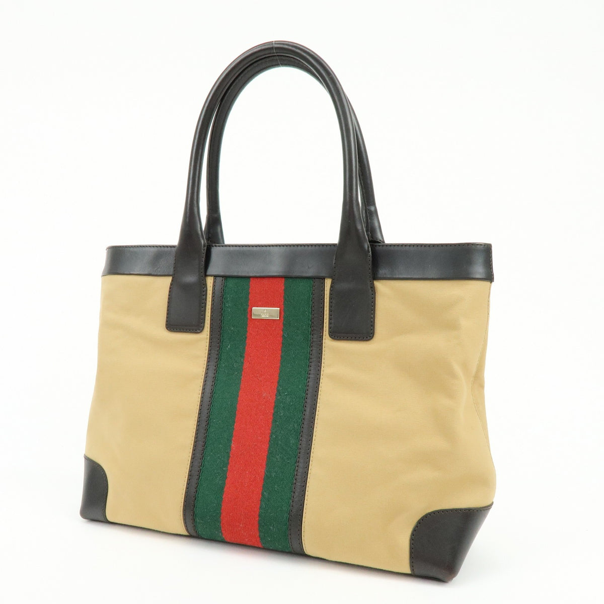 Gucci Vintage Web Canvas and Leather, Beige, Canvas, Crossbody Bag