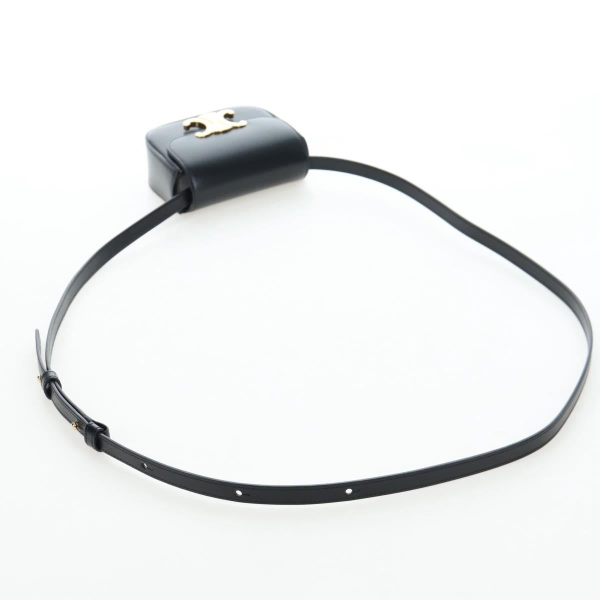 Celine Triomphe Smooth Calfskin, Black, Leather, Shoulder Bag