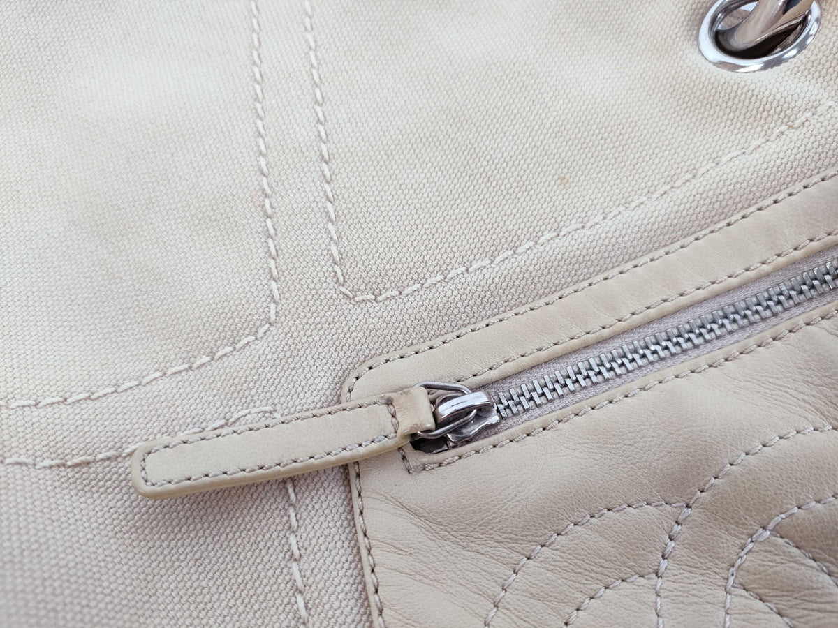 Chanel Shopper Tote Canvas, Brown, Canvas, Handbag