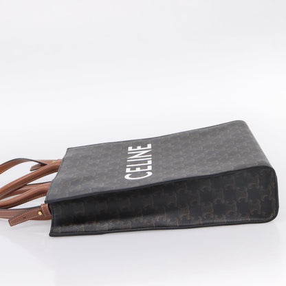 Celine Vertical Cabas Tote Triomphe Coated Canvas, Brown, Canvas, Tote Bag