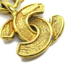 Chanel Vintage Quilted CC Pendant Metal, Gold, Gold Plated, Necklace