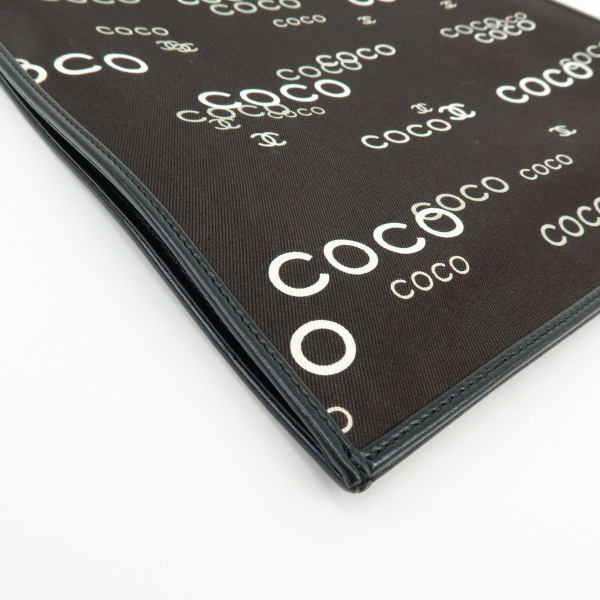 Chanel Vintage Coco Chain Shopping Printed Canvas, Black, Canvas, Tote Bag