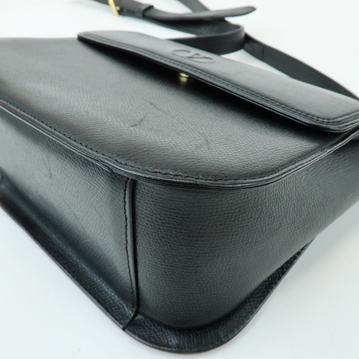 Valentino Garavani VLogo Flap Leather, Black, Leather, Shoulder Bag
