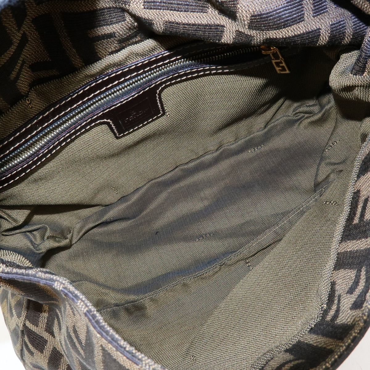 Fendi Round Flap Baguette Zucca Canvas, Brown, Canvas, Shoulder Bag