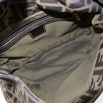Fendi Round Flap Baguette Zucca Canvas, Brown, Canvas, Shoulder Bag