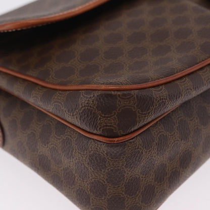 Celine Macadam Shoulder Canvas, Brown, Canvas, Crossbody Bag