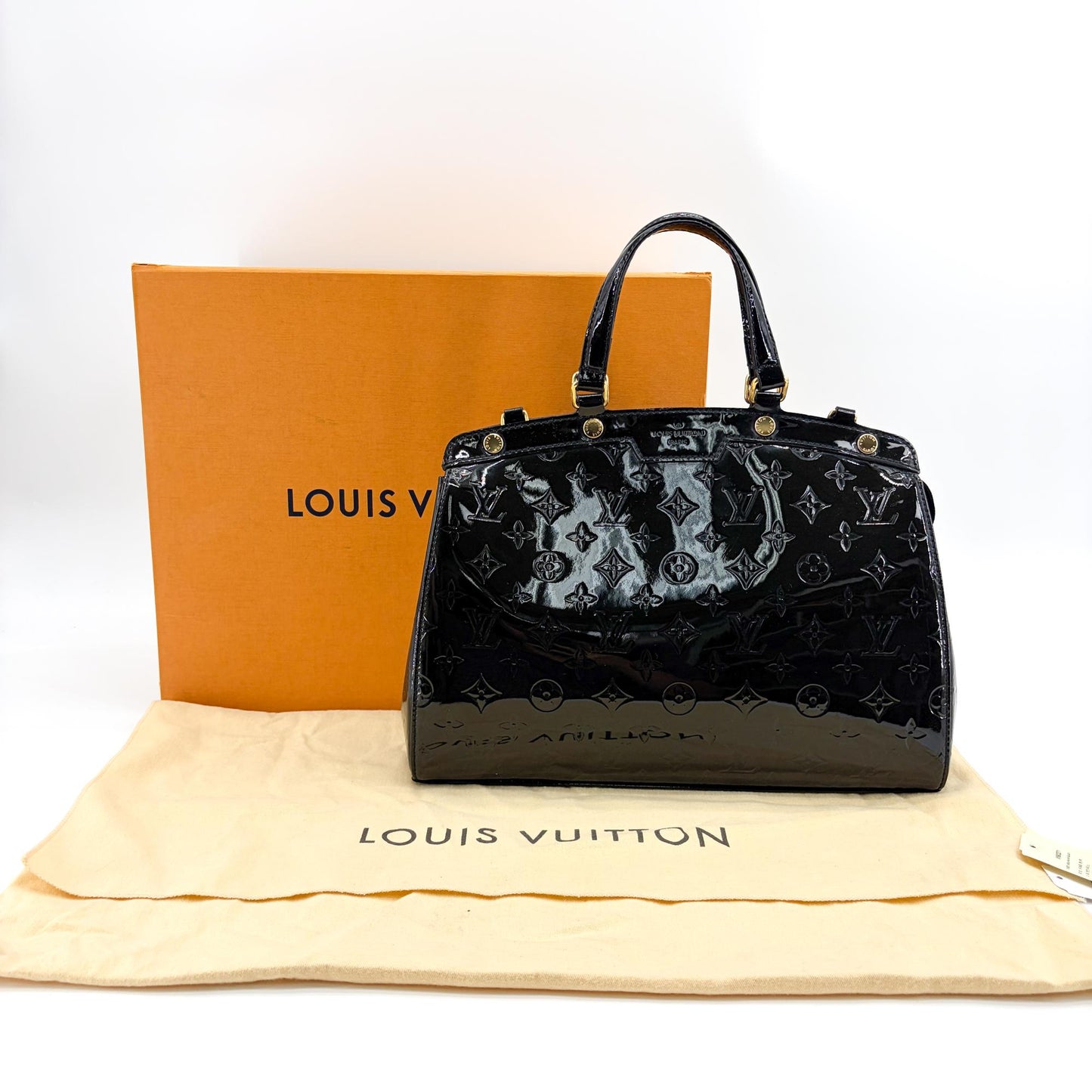 Louis Vuitton Brea NM Monogram Vernis, Black, Patent Leather, Handbag