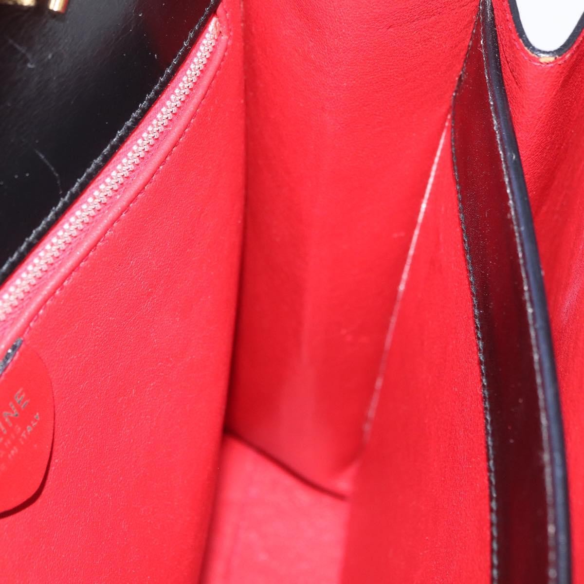 Celine Top Handle Leather, Black, Leather, Handbag