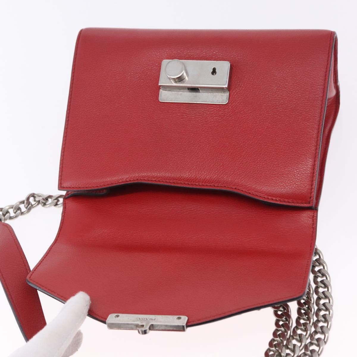Prada Sound Studded Quilted Leather, Red, Leather, Handbag