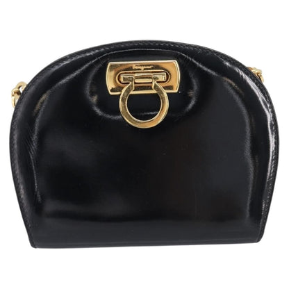 Salvatore Ferragamo Vintage Gancini Chain Patent Leather, Black, Patent Leather, Shoulder Bag