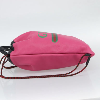 Gucci Logo Drawstring Printed Leather, Pink, Leather, Backpack