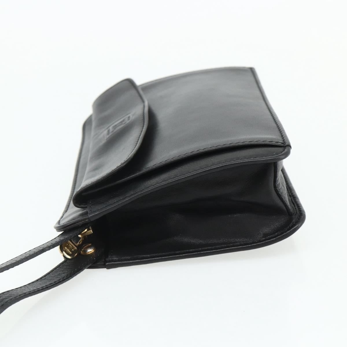 Celine Zip Clutch Leather, Black, Leather, Clutch