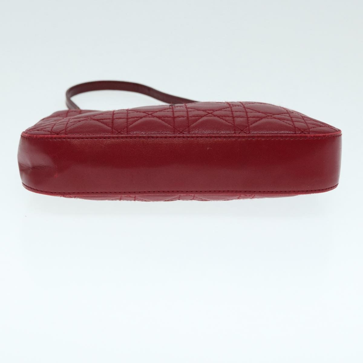 Christian Dior Lady Dior Zip Pochette Cannage Quilt Lambskin, Red, Leather, Clutch