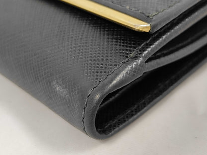 Prada Saffiano bifold Leather, Black, Leather, Wallet