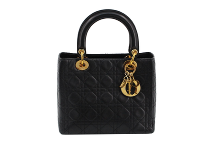 Christian Dior Vintage Trotter Pochette Shoulder Bag Diorissimo Canvas, BLACK, LEATHER, Shoulder bag