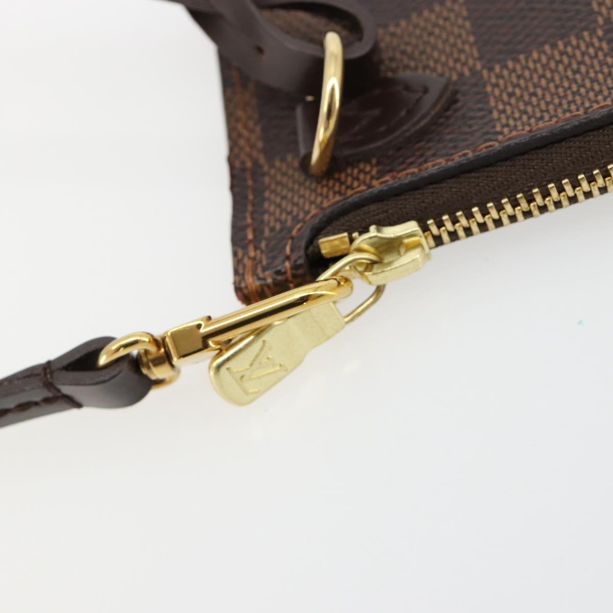 Louis Vuitton Neverfull Pochette Damier, Brown, Canvas, Clutch