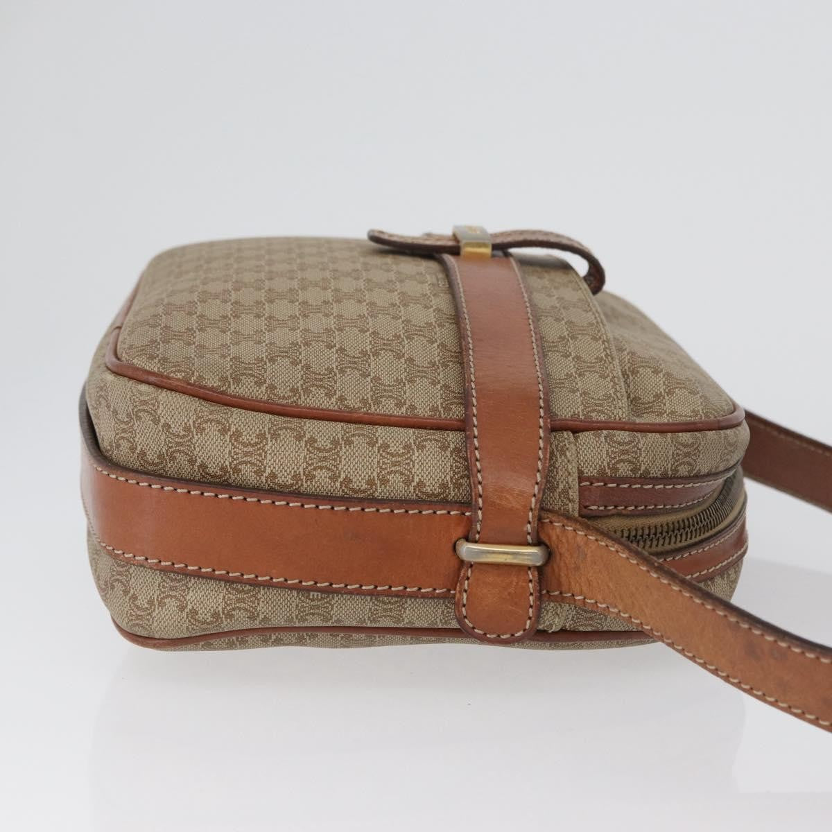 Celine Vintage Macadam Canvas and Leather, Beige, Canvas, Shoulder Bag